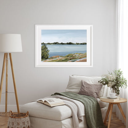 ’Family Lakehouse’ Art Print - Lake Landscape Wall - abstract - alpine - Artwork