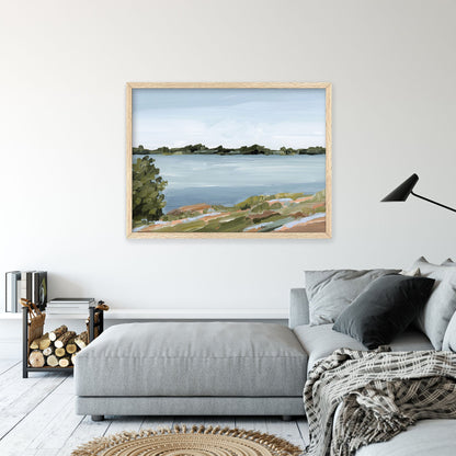 ’Family Lakehouse’ Art Print - Lake Landscape Wall - abstract - alpine - Artwork
