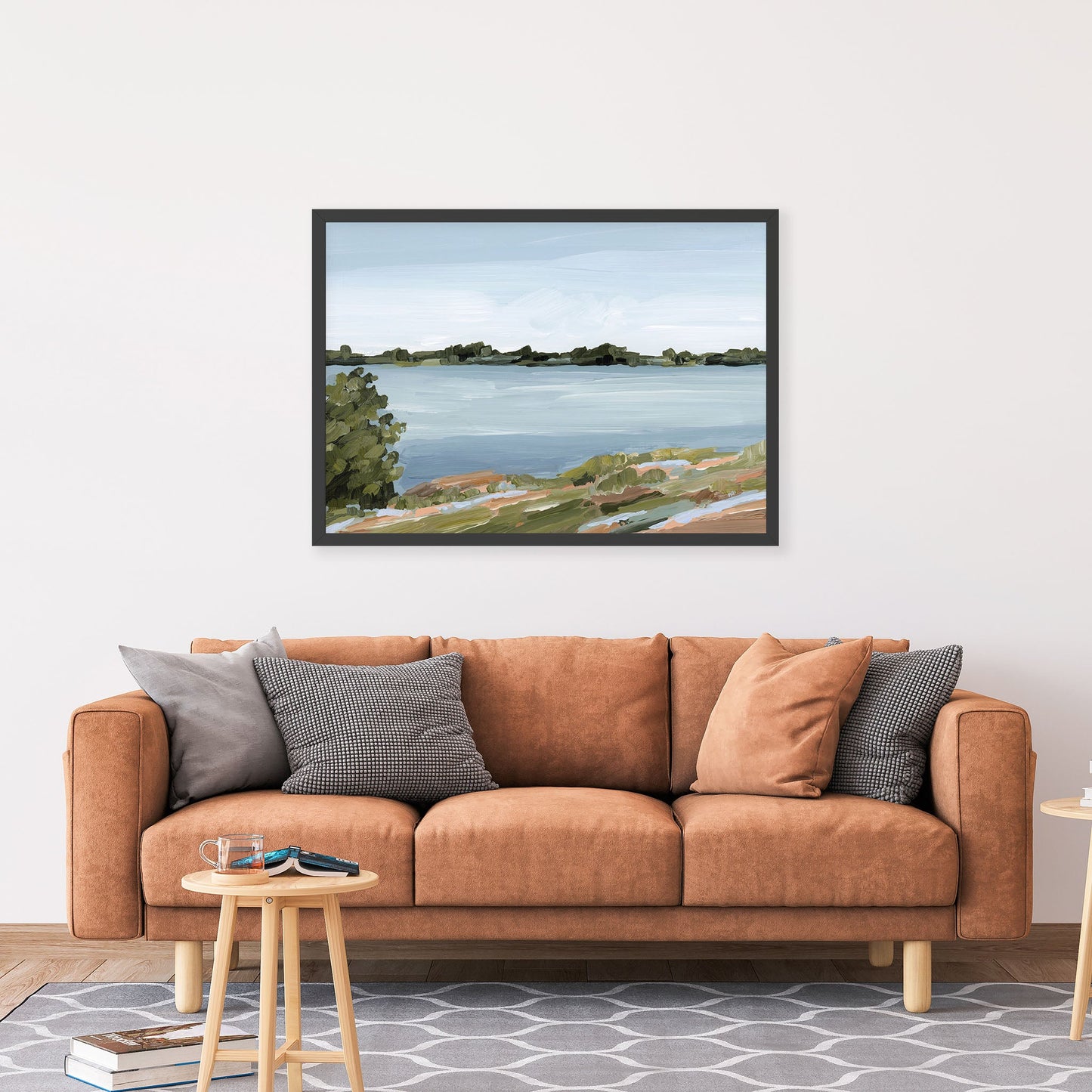 ’Family Lakehouse’ Art Print - Serene Lake - abstract - alpine - Artwork