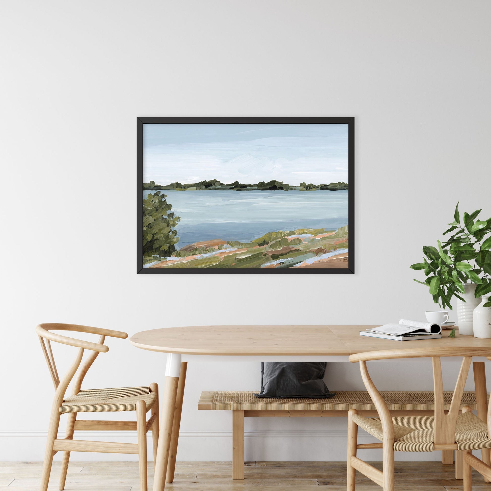 ’Family Lakehouse’ Art Print - Serene Lake - abstract - alpine - Artwork