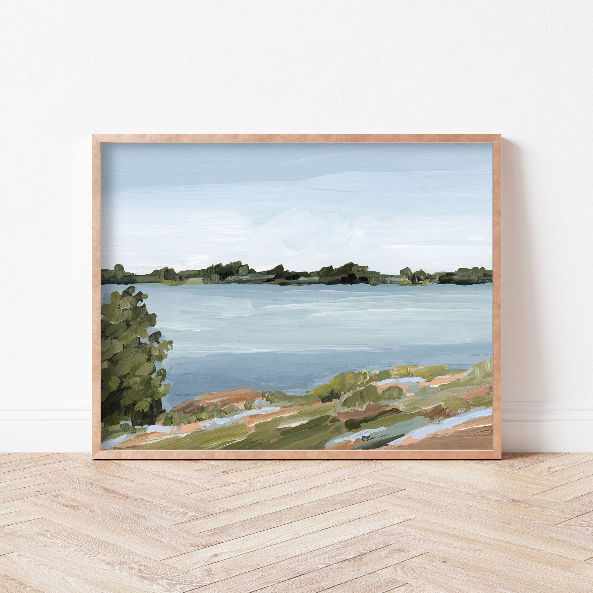 ’Family Lakehouse’ Art Print - Serene Lake - abstract - alpine - Artwork