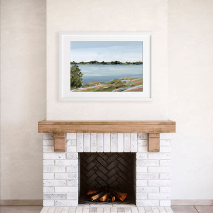 ’Family Lakehouse’ Art Print - Lake Landscape Wall - abstract - alpine - Artwork