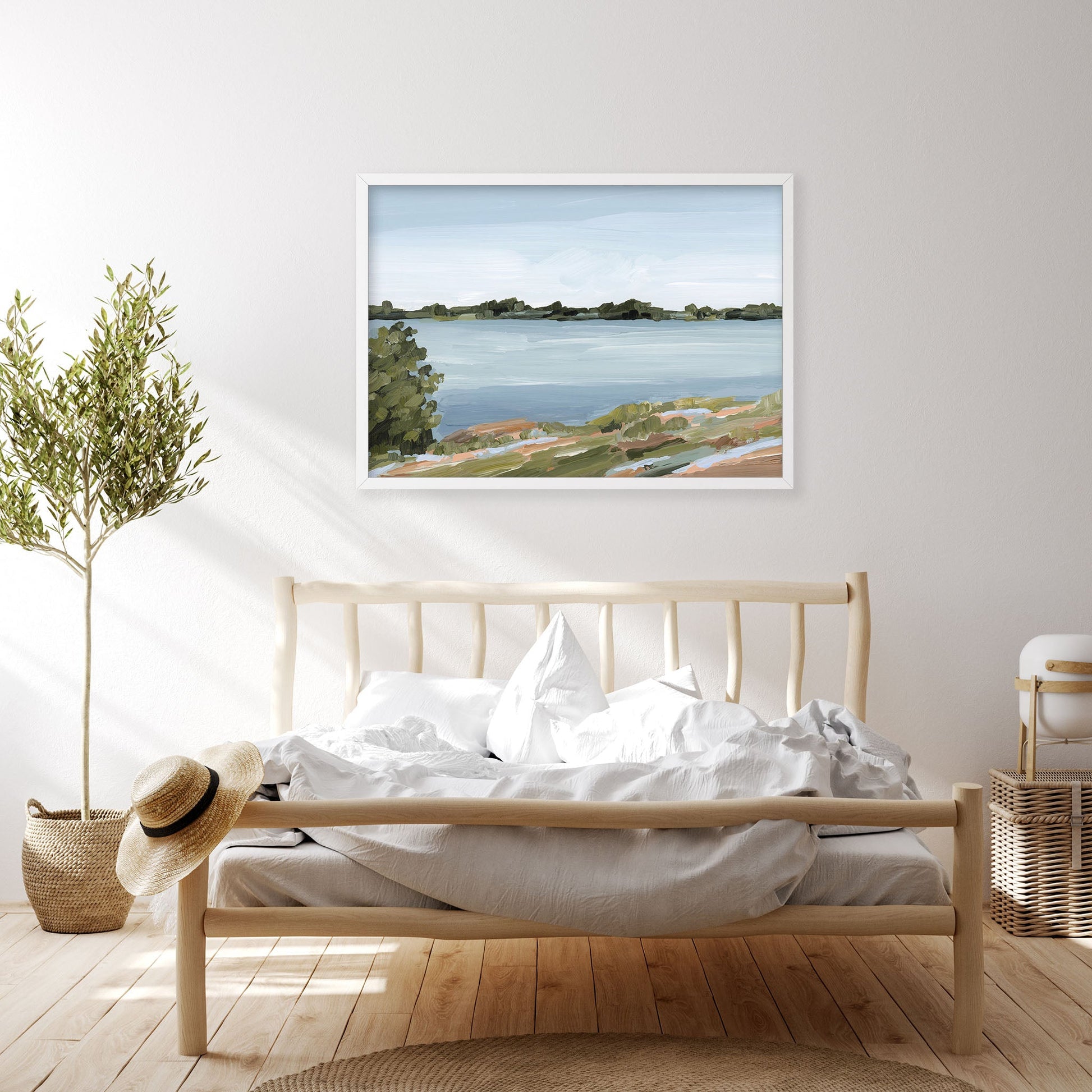 ’Family Lakehouse’ Art Print - Serene Lake - abstract - alpine - Artwork