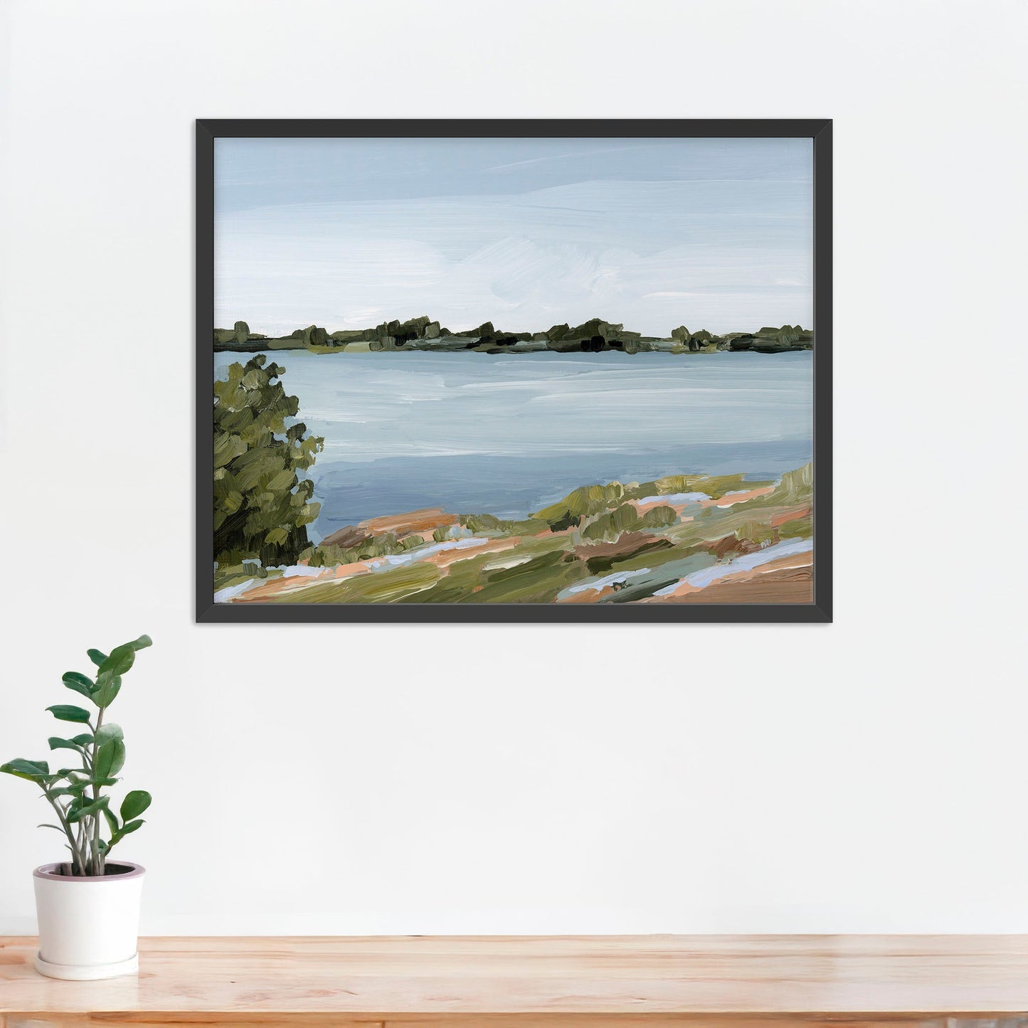 ’Family Lakehouse’ Art Print - Paper / 5x7 in / Black Frame - Serene Lake - abstract - alpine - Artwork