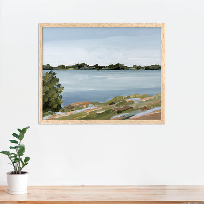 ’Family Lakehouse’ Art Print - Paper / 5x7 in / Oak Frame - Lake Landscape Wall - abstract - alpine - Artwork