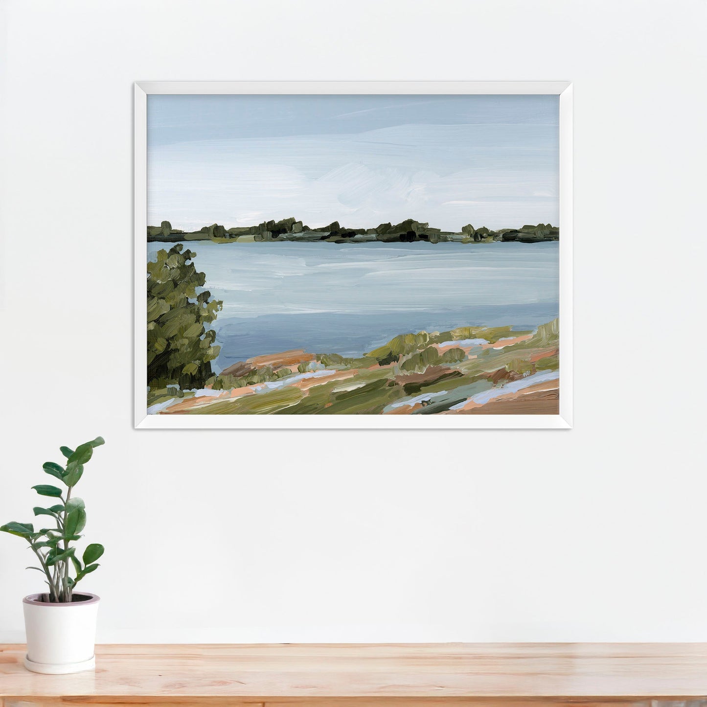 ’Family Lakehouse’ Art Print - Paper / 5x7 in / White Frame - Serene Lake - abstract - alpine - Artwork