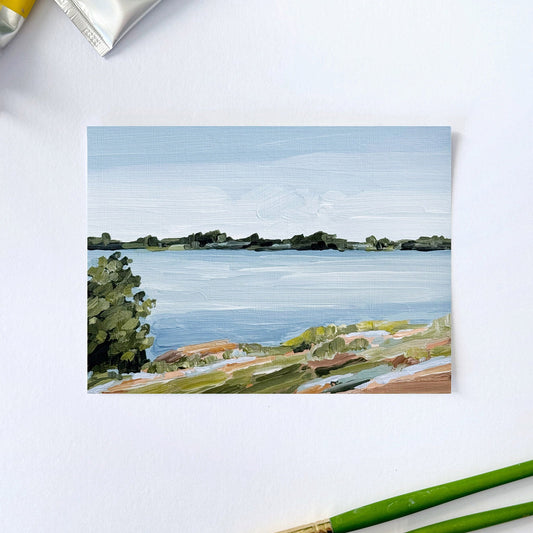 ’Family Lakehouse’ Original Painting || 5x7 - Colorful Lake - abstract - Acrylic - Artwork - Landscape