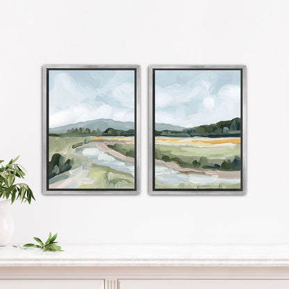 ’Favorite Place I’ Diptych Art Print || Set of 2 - Stretched Canvas / 8x10 in / Silver Frame - abstract - Artwork