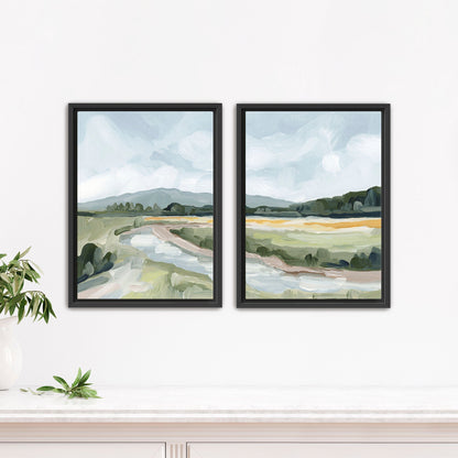 ’Favorite Place I’ Diptych Art Print || Set of 2 - Stretched Canvas / 8x10 in / Black Frame - abstract - Artwork