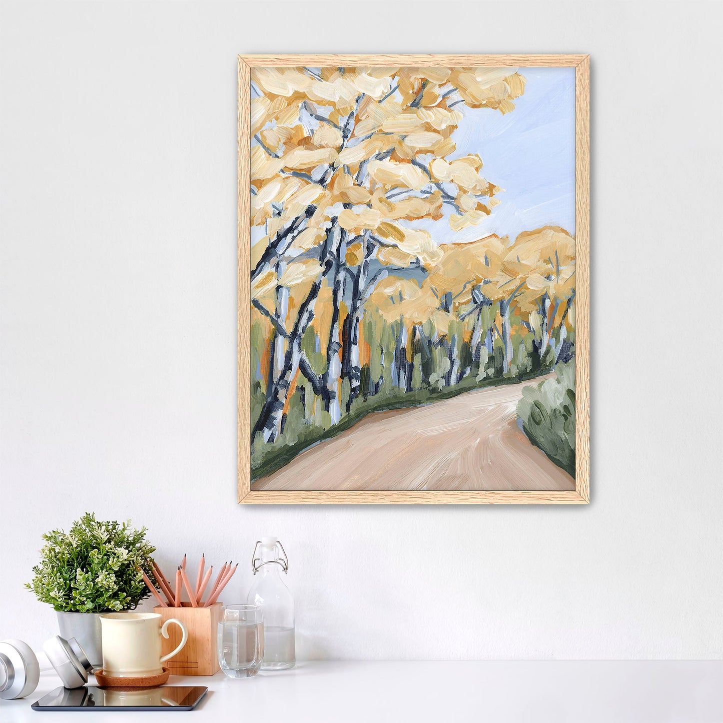 ’Finding Gold’ Art Print - Paper / 5x7 in / Oak Frame - Aspen Tree Wall - aspen trees - Autumn - Colorado