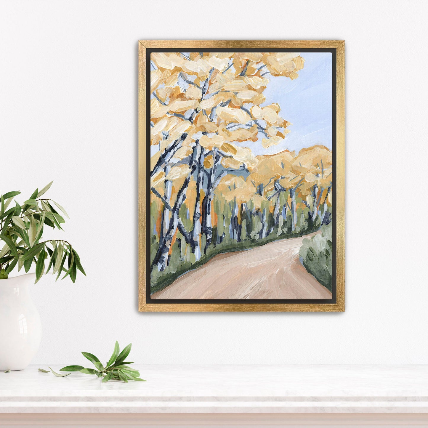 ’Finding Gold’ Art Print - Stretched Canvas / 8x10 in / Gold Frame - Aspen Tree Wall - aspen trees - Autumn - Colorado