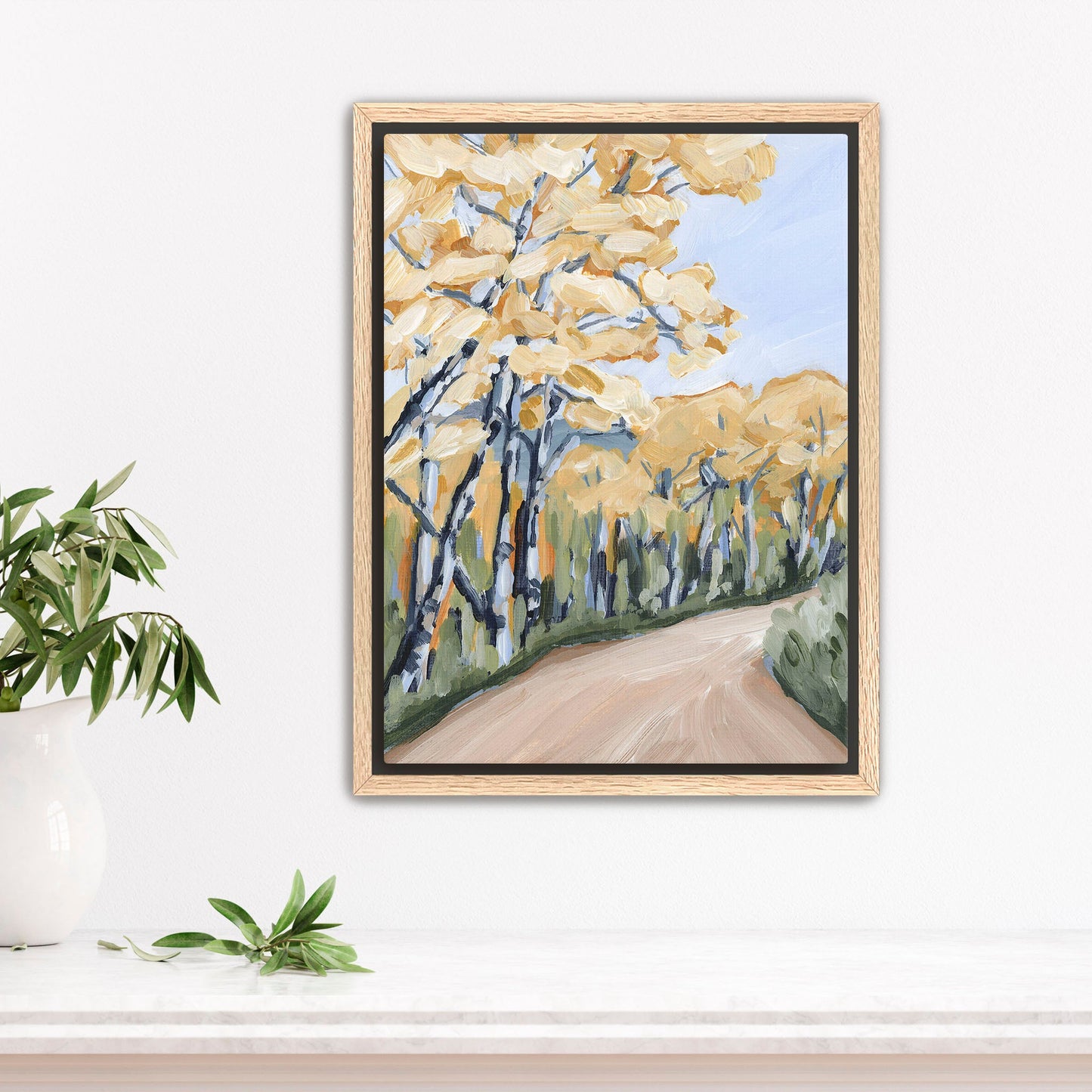 ’Finding Gold’ Art Print - Stretched Canvas / 8x10 in / Oak Frame - Aspen Tree Wall - aspen trees - Autumn - Colorado