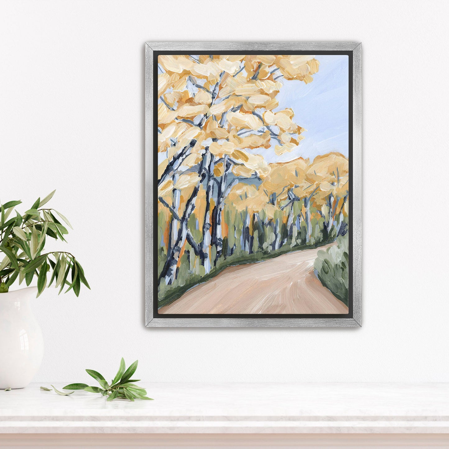 ’Finding Gold’ Art Print - Stretched Canvas / 8x10 in / Silver Frame - Aspen Tree Wall - aspen trees - Autumn - Colorado