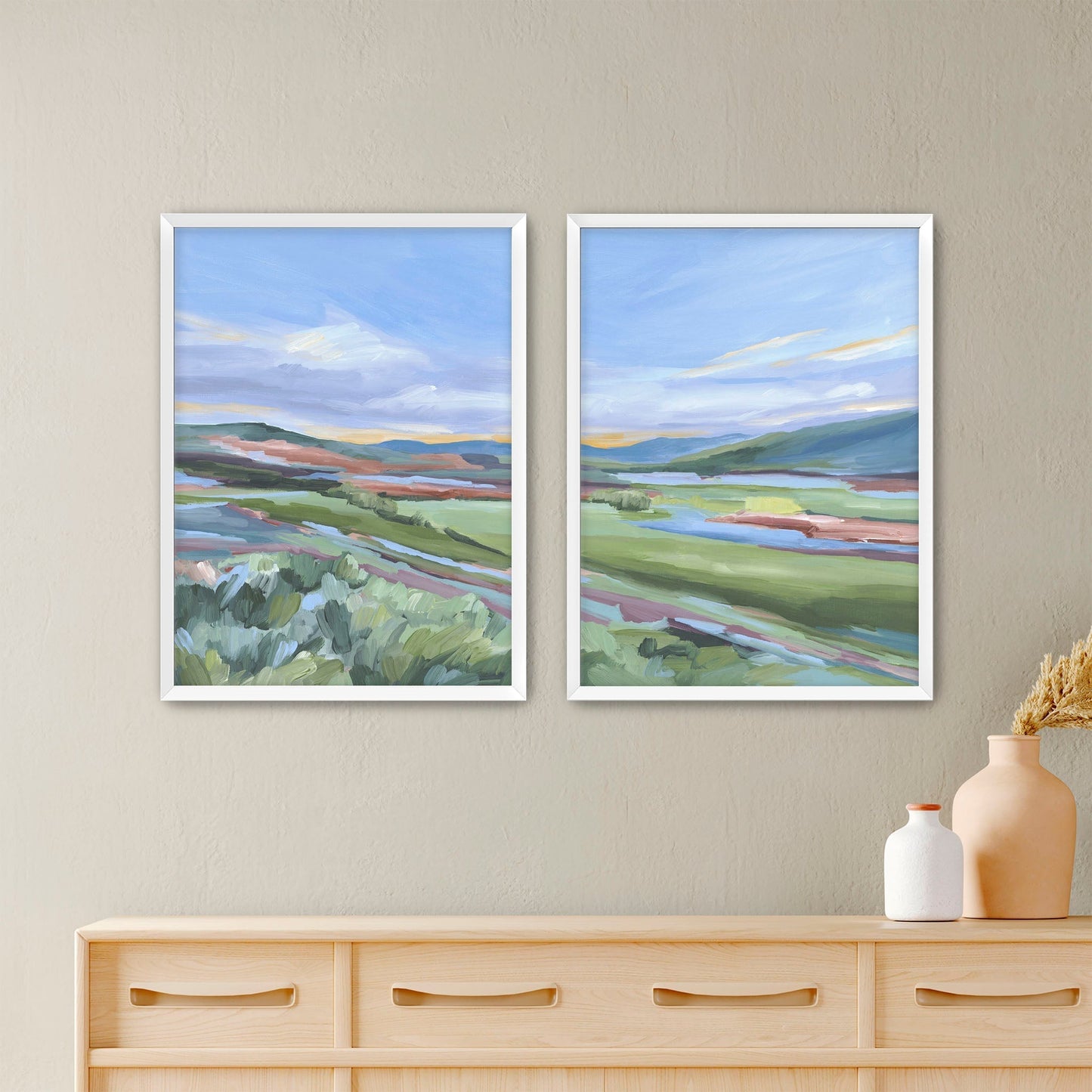 ’Finding Home’ Diptych Art Print || Set of 2 - Paper / 5x7 in / White Frame - abstract - Artwork - Colorado