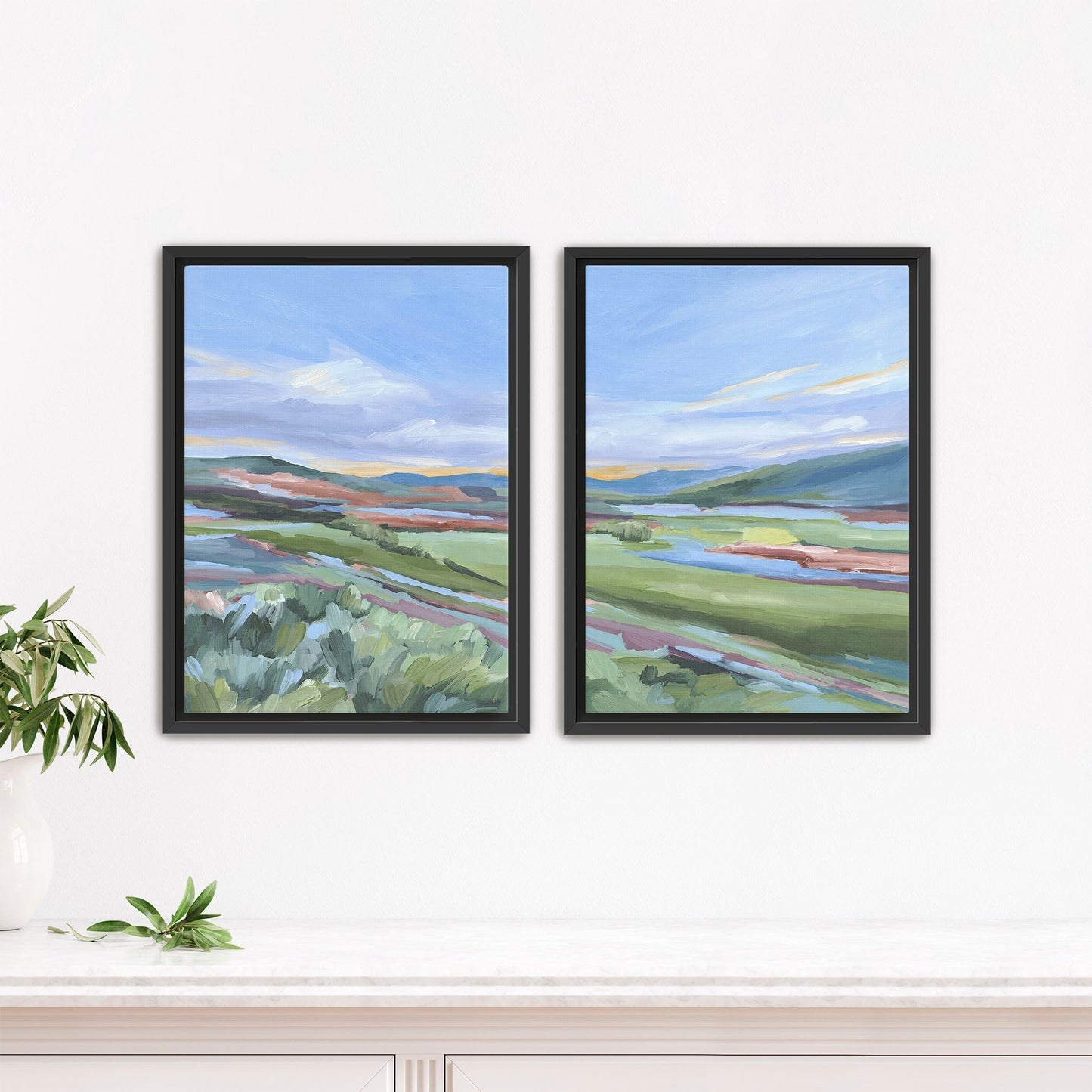 ’Finding Home’ Diptych Art Print || Set of 2 - Stretched Canvas / 8x10 in / Black Frame - abstract - Artwork - Colorado