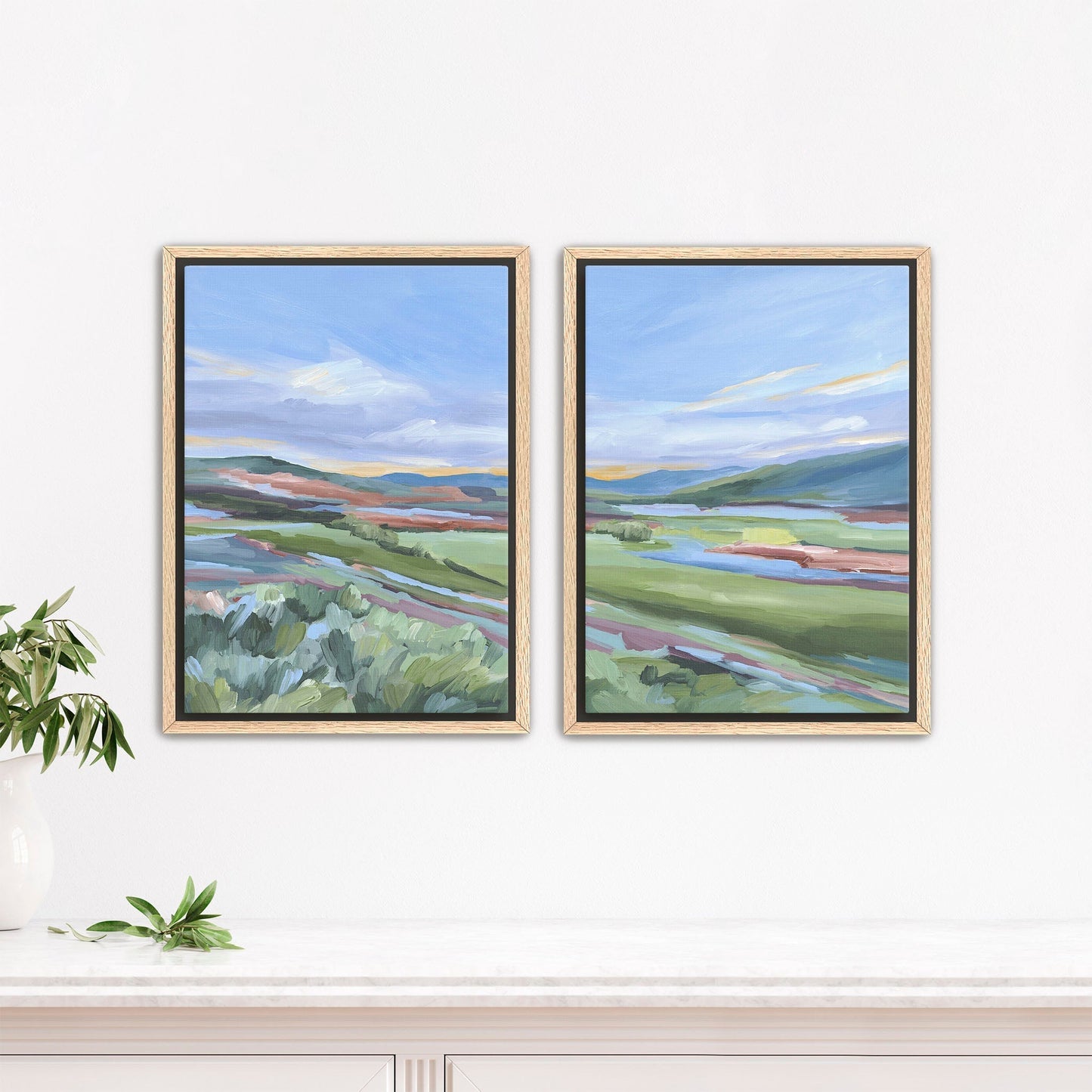 ’Finding Home’ Diptych Art Print || Set of 2 - Stretched Canvas / 8x10 in / Oak Frame - abstract - Artwork - Colorado