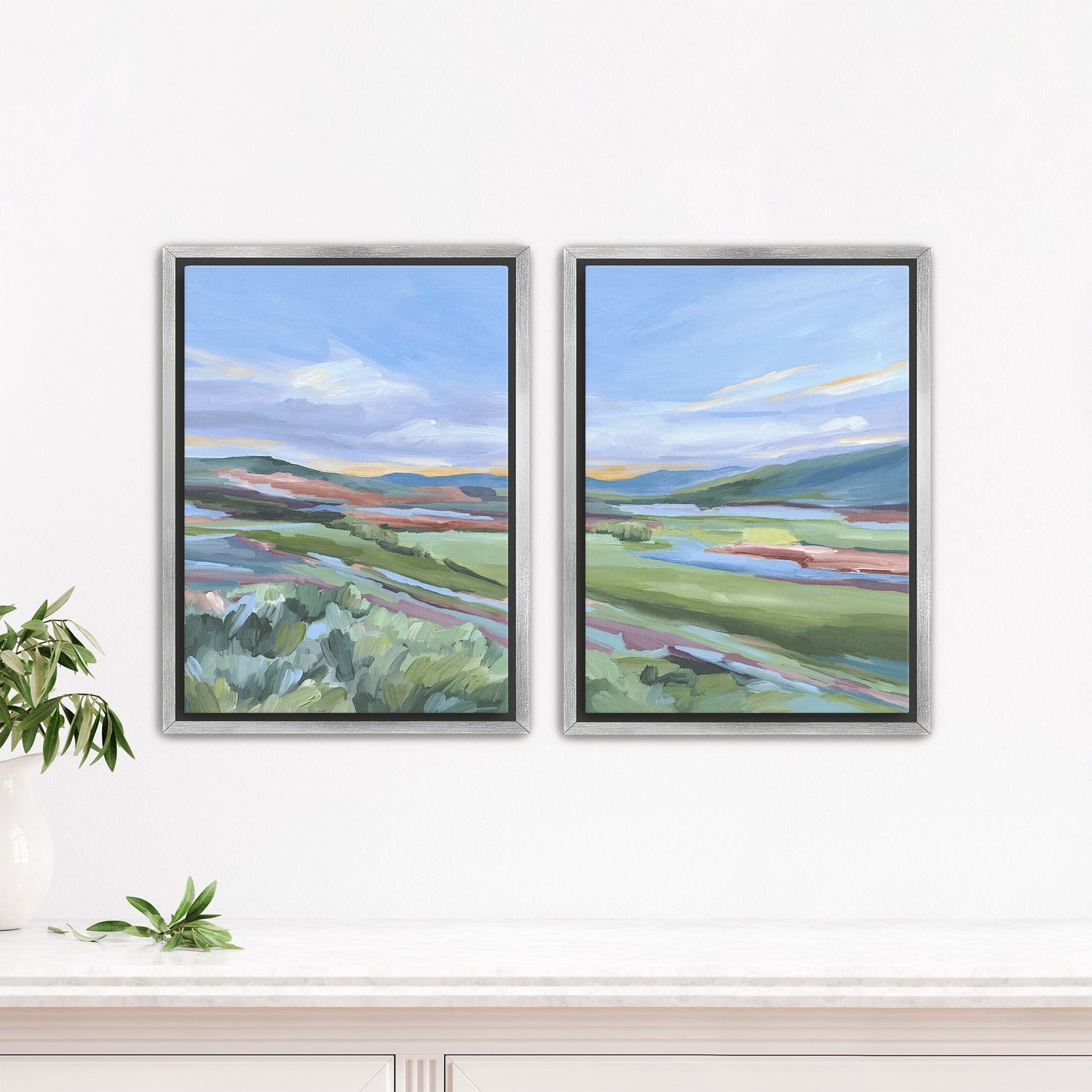 ’Finding Home’ Diptych Art Print || Set of 2 - Stretched Canvas / 8x10 in / Silver Frame - abstract - Artwork - Colorado