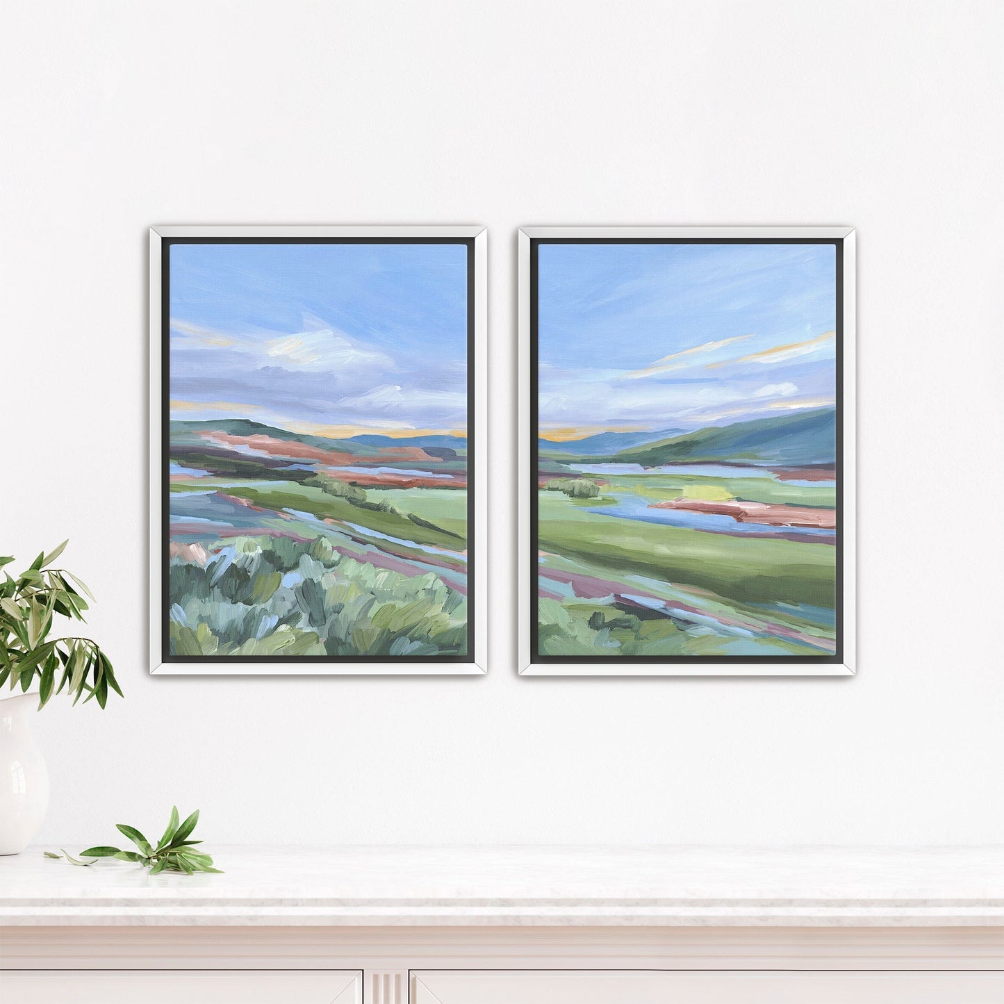 ’Finding Home’ Diptych Art Print || Set of 2 - Stretched Canvas / 8x10 in / White Frame - abstract - Artwork - Colorado