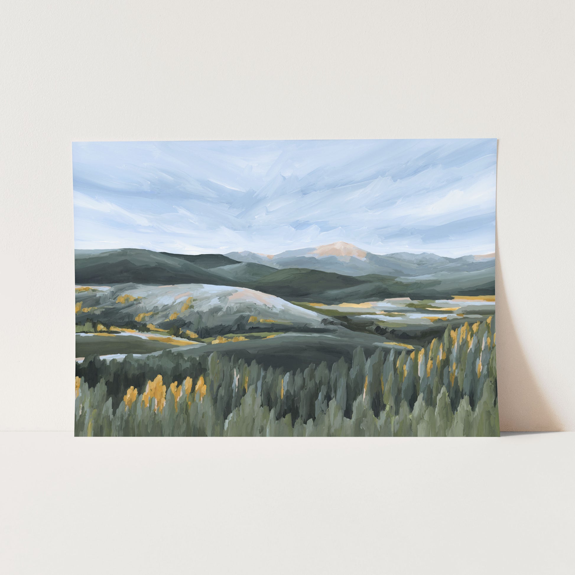 winter park colorado abstract landscape painting evergreens aspen trees art print
