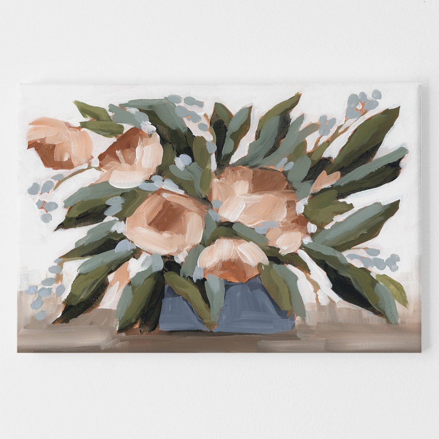 ’Flowers for the Table II’ 18x24 Stretched Canvas Art Print with Gold Frame || Final Sale - Floral Still Life Wall