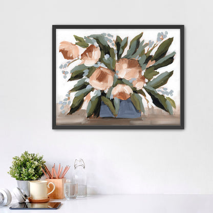 ’Flowers for the Table II’ Art Print - Paper / 5x7 in / Black Frame - Floral Still Life Wall - abstract - botanical