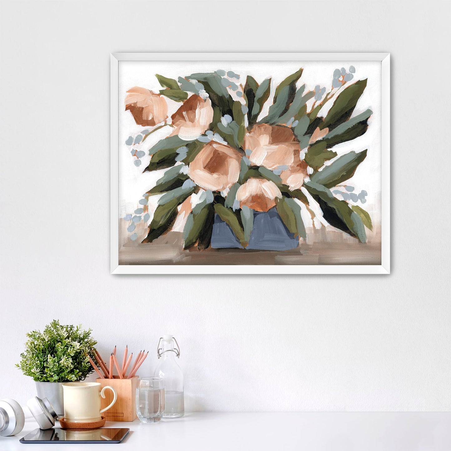 ’Flowers for the Table II’ Art Print - Paper / 5x7 in / White Frame - Floral Still Life Wall - abstract - botanical