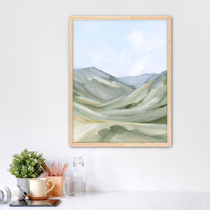 ’Foothills’ Art Print - Paper / 5x7 in / Oak Frame - Abstract Mountain Landscape - abstract - Artwork - Colorado