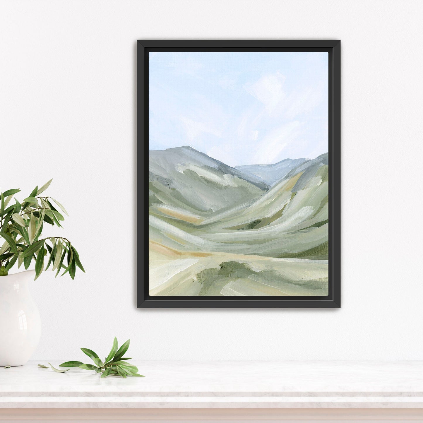 ’Foothills’ Art Print - Stretched Canvas / 8x10 in / Black Frame - Abstract Mountain Landscape - abstract - Artwork