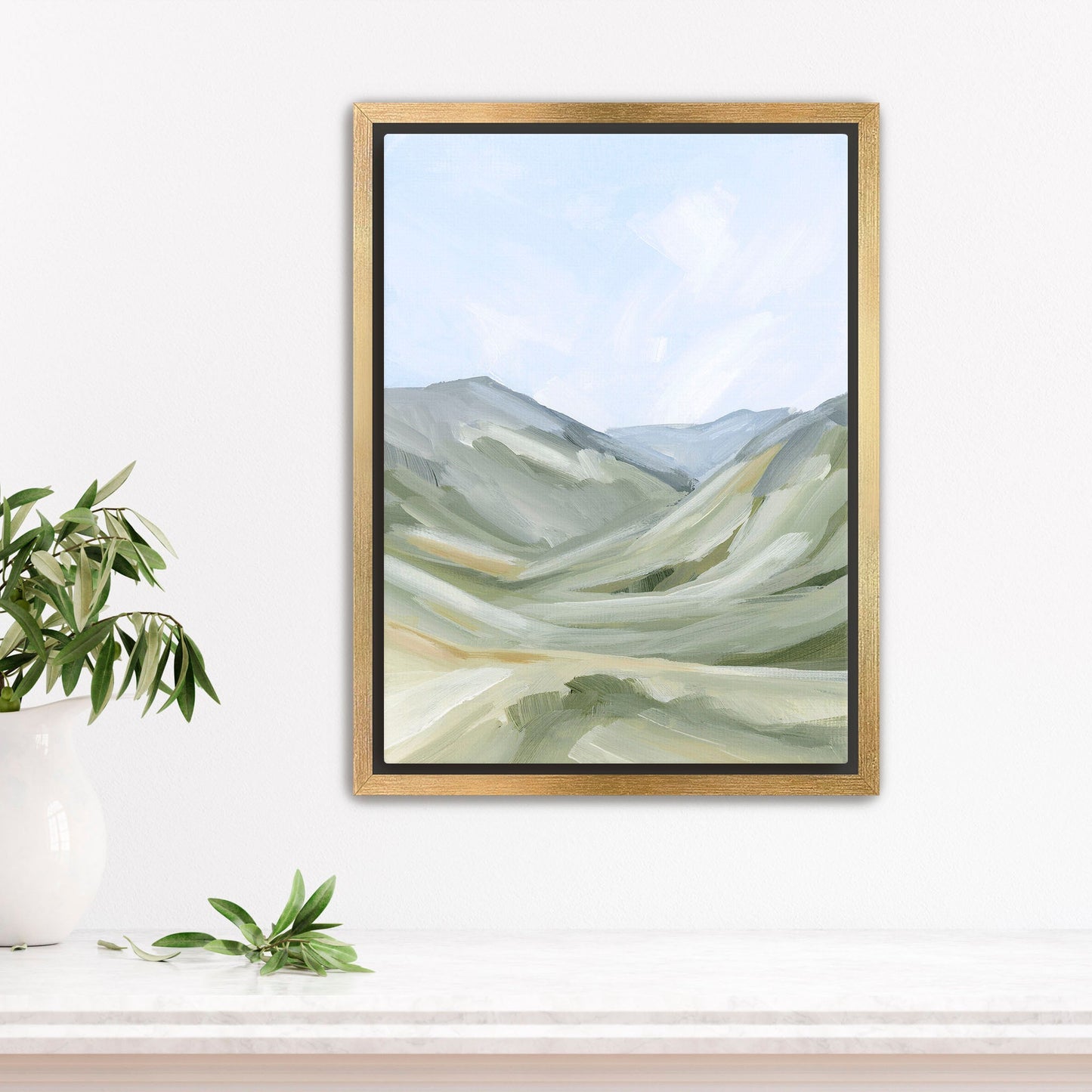 ’Foothills’ Art Print - Stretched Canvas / 8x10 in / Gold Frame - Abstract Mountain Landscape - abstract - Artwork