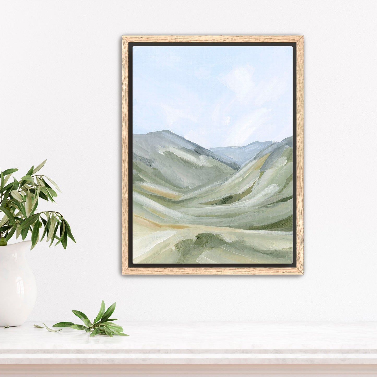 ’Foothills’ Art Print - Stretched Canvas / 8x10 in / Oak Frame - Abstract Mountain Landscape - abstract - Artwork