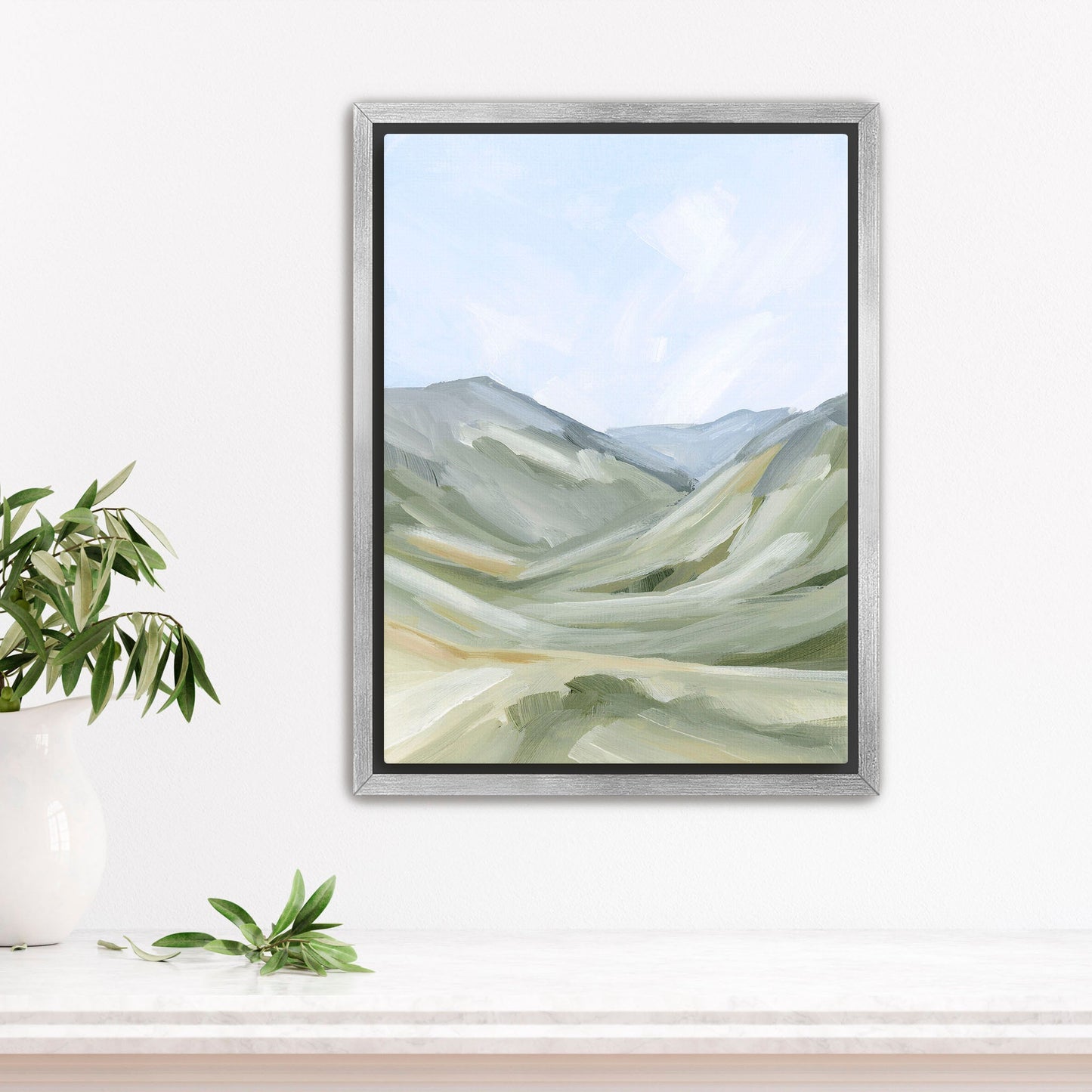 ’Foothills’ Art Print - Stretched Canvas / 8x10 in / Silver Frame - Abstract Mountain Landscape - abstract