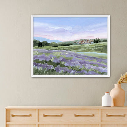 ’French Lavender’ Art Print - Paper / 5x7 in / White Frame - France Landscape Wall - Artwork - Europe - european - field