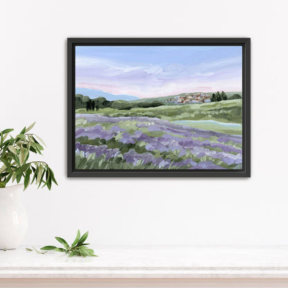 ’French Lavender’ Art Print - Stretched Canvas / 8x10 in / Black Frame - France Landscape Wall - Artwork - Europe