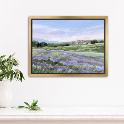 ’French Lavender’ Art Print - Stretched Canvas / 8x10 in / Gold Frame - France Landscape Wall - Artwork - Europe