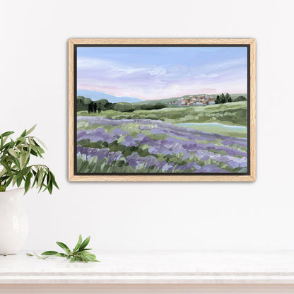 ’French Lavender’ Art Print - Stretched Canvas / 8x10 in / Oak Frame - France Landscape Wall - Artwork - Europe