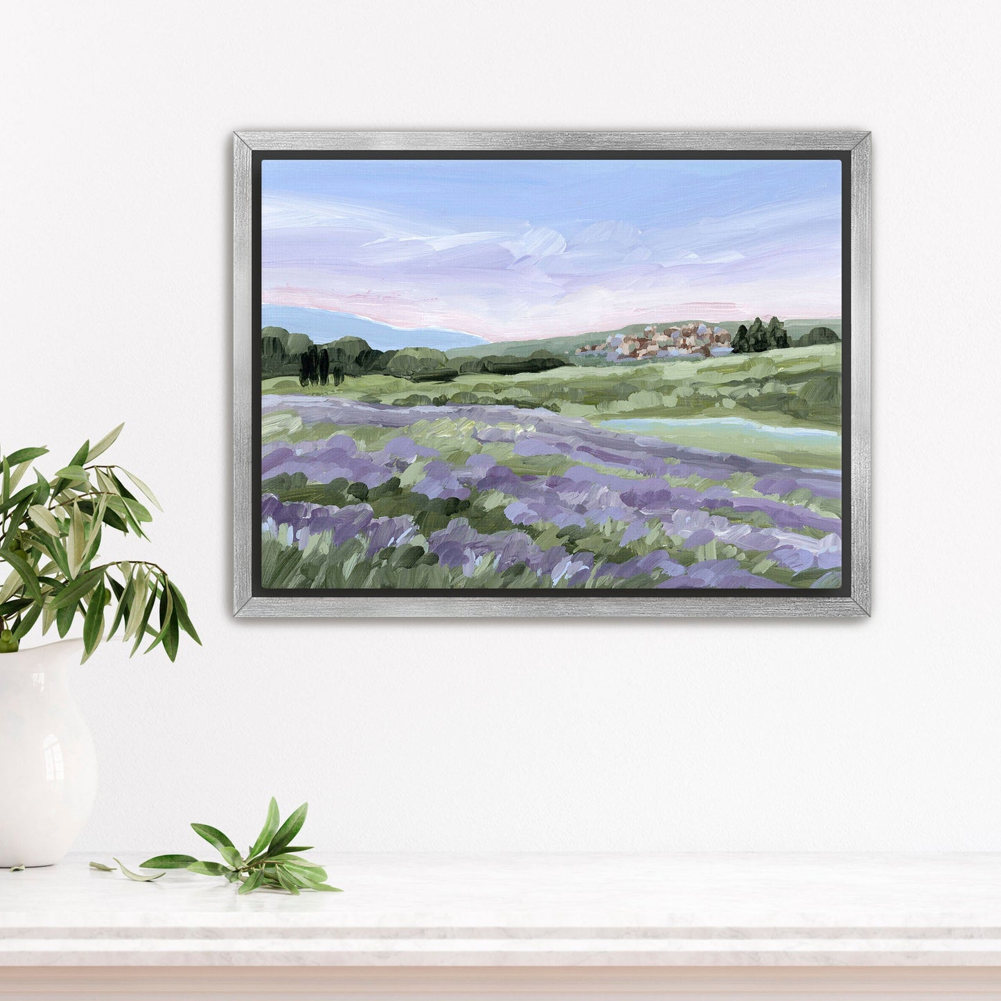 ’French Lavender’ Art Print - Stretched Canvas / 8x10 in / Silver Frame - France Landscape Wall - Artwork - Europe