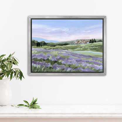 ’French Lavender’ Art Print - Stretched Canvas / 8x10 in / Silver Frame - France Landscape Wall - Artwork - Europe