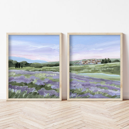 ’French Lavender’ Diptych Art Print || Set of 2 - abstract - Artwork - Europe