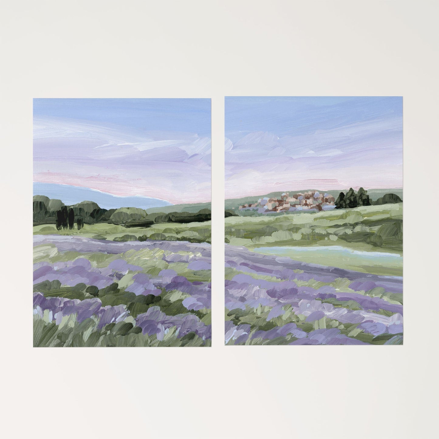 ’French Lavender’ Diptych Art Print || Set of 2 - Rolled Canvas / 8x10 in / No Frame - abstract - Artwork - Europe