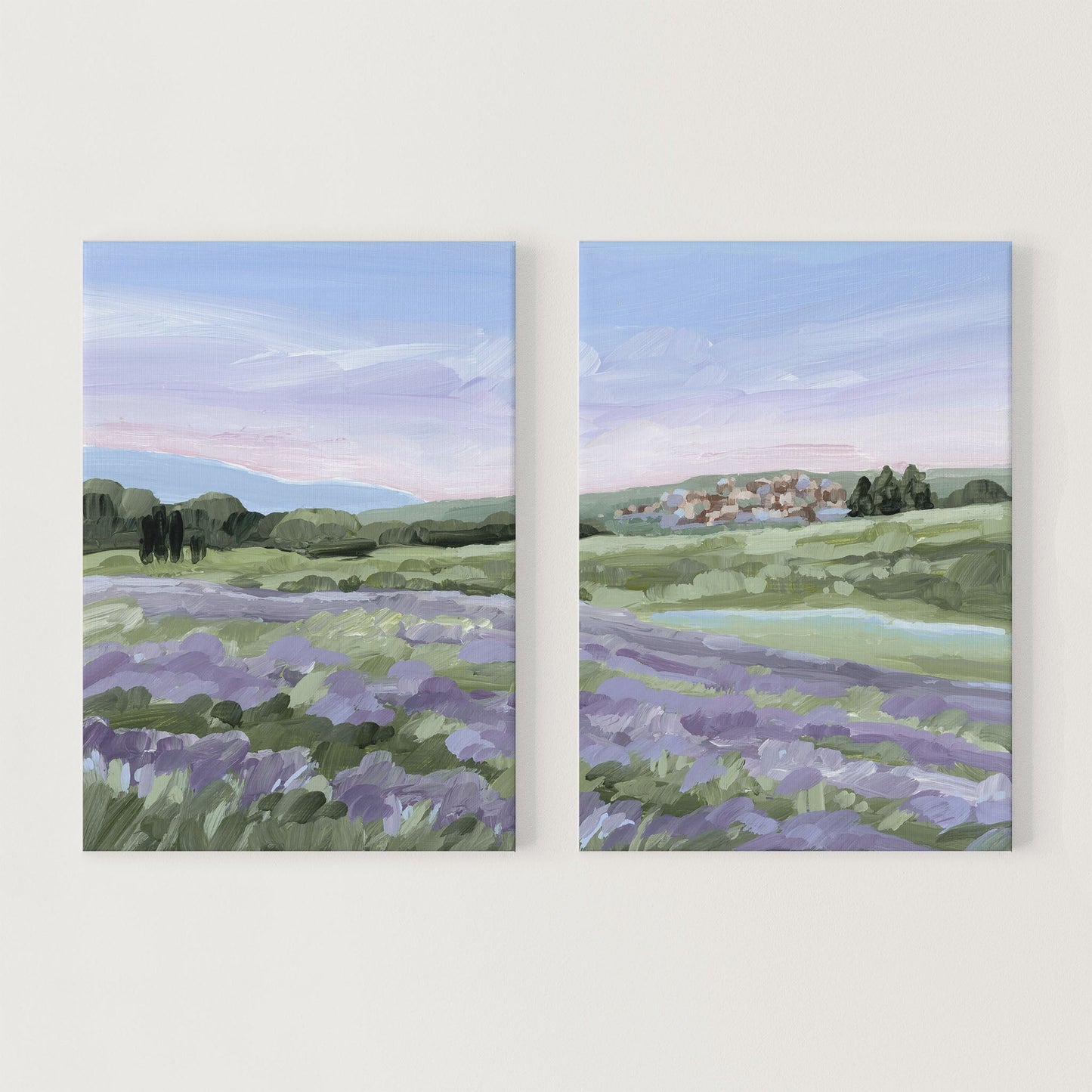 ’French Lavender’ Diptych Art Print || Set of 2 - Stretched Canvas / 8x10 in / No Frame - abstract - Artwork - Europe