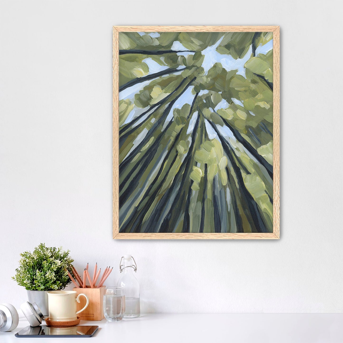 ’From the Forest Floor’ Art Print - Paper / 5x7 in / Oak Frame - Abstract Tree Wall - abstract - Artwork - Painting