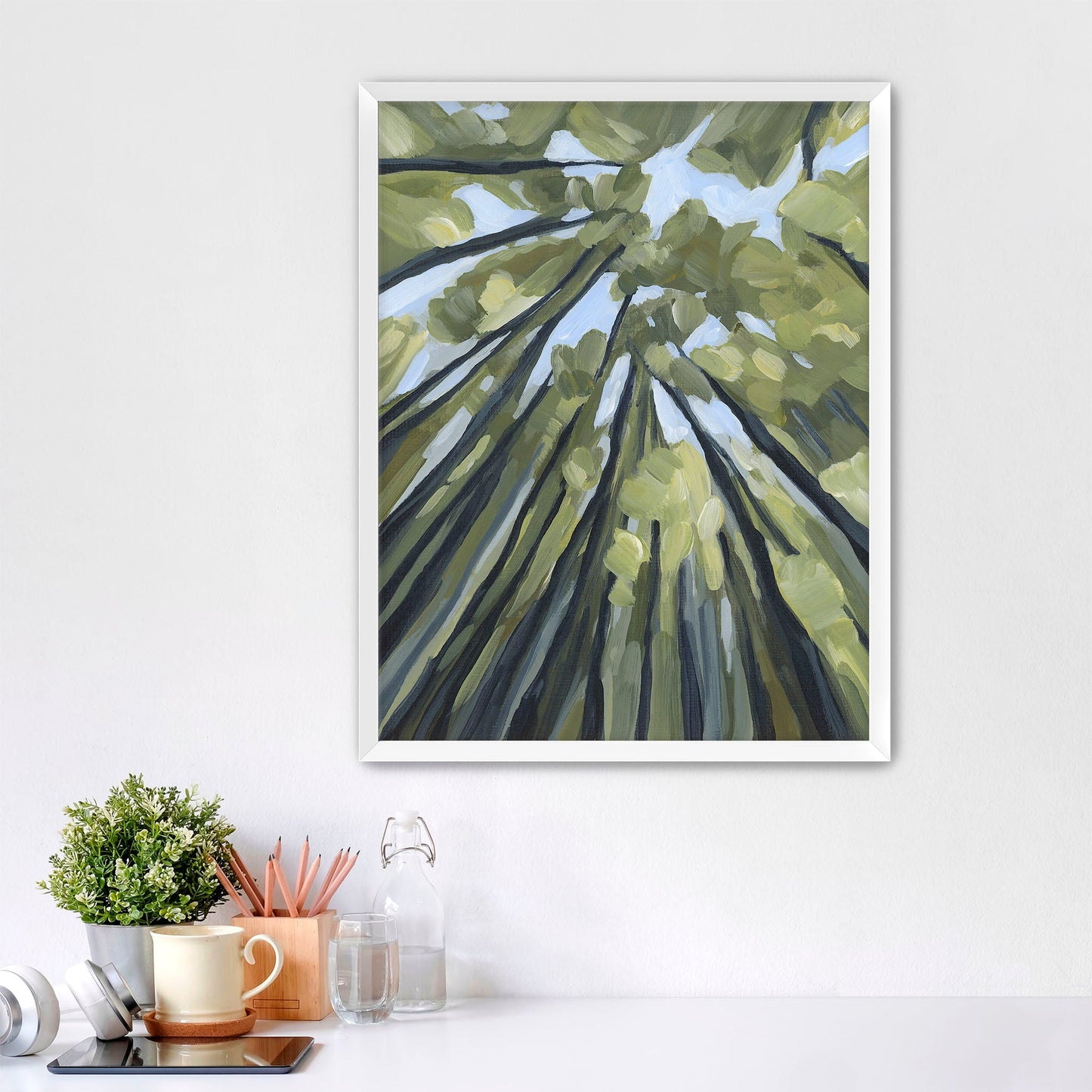 ’From the Forest Floor’ Art Print - Paper / 5x7 in / White Frame - Abstract Tree Wall - abstract - Artwork - Painting