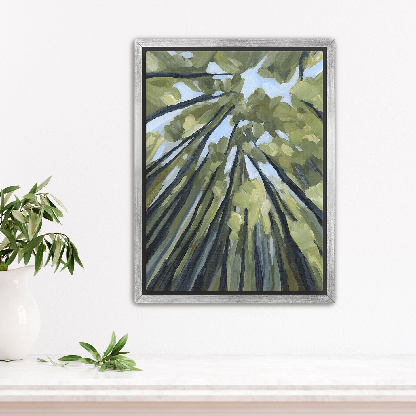 ’From the Forest Floor’ Art Print - Stretched Canvas / 8x10 in / Silver Frame - Abstract Tree Wall - abstract