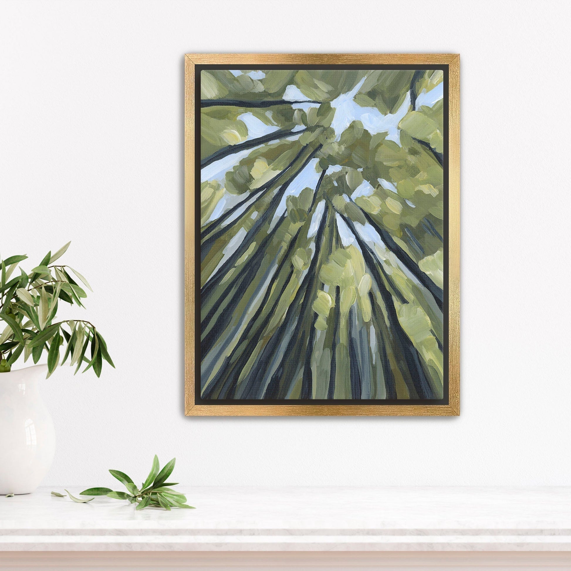 ’From the Forest Floor’ Art Print - Stretched Canvas / 8x10 in / Gold Frame - Abstract Tree Wall - abstract - Artwork