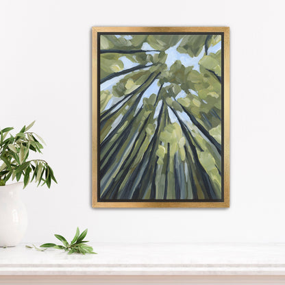 ’From the Forest Floor’ Art Print - Stretched Canvas / 8x10 in / Gold Frame - Abstract Tree Wall - abstract