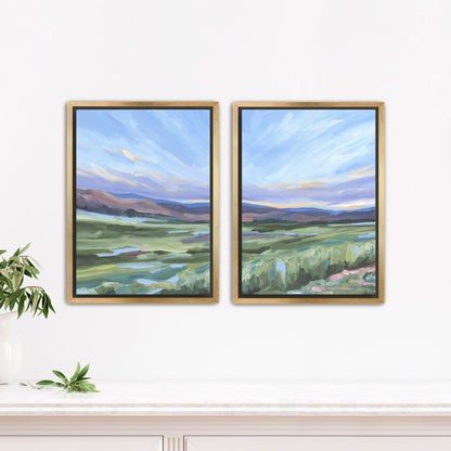 ’Front Range’ Diptych Art Print || Set of 2 - Stretched Canvas / 8x10 in / Gold Frame - abstract - Artwork