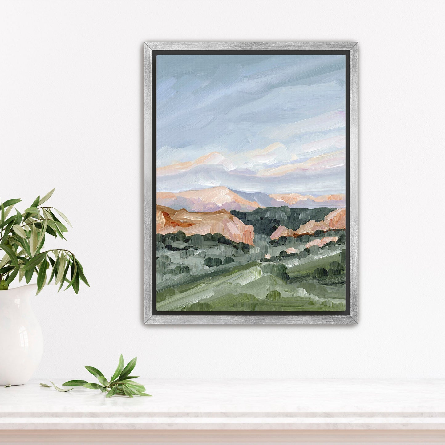 ’Garden at Twilight’ Art Print - Stretched Canvas / 8x10 in / Silver Frame - Colorado Springs Landscape - Artwork