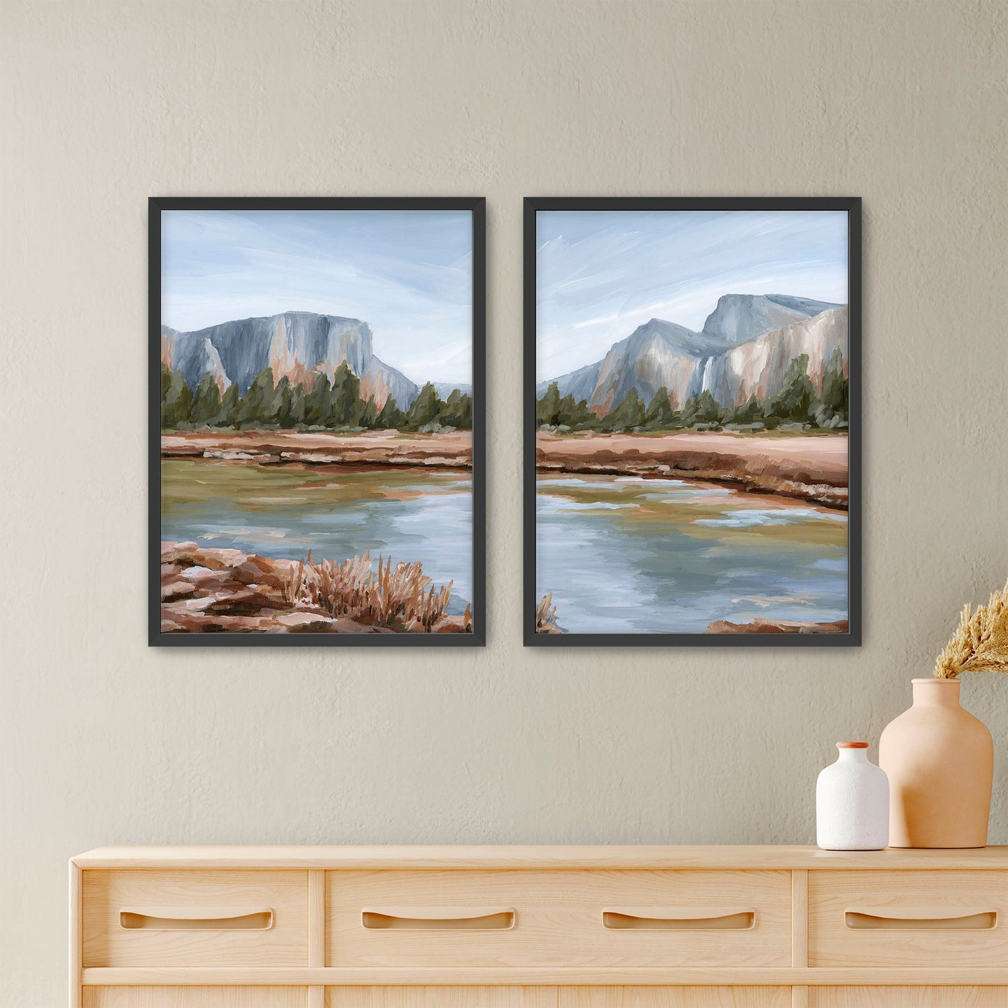 ’Gates of the Valley’ Diptych Art Print || Set 2 - Paper / 5x7 in / Black Frame - abstract - Artwork - California