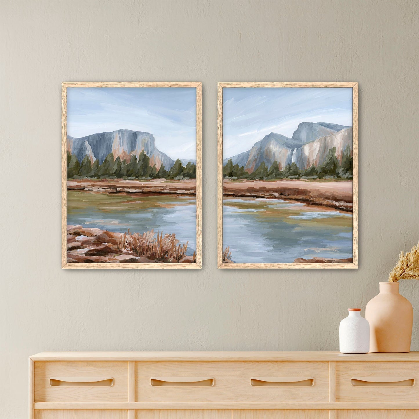 ’Gates of the Valley’ Diptych Art Print || Set 2 - Paper / 5x7 in / Oak Frame - abstract - Artwork - California