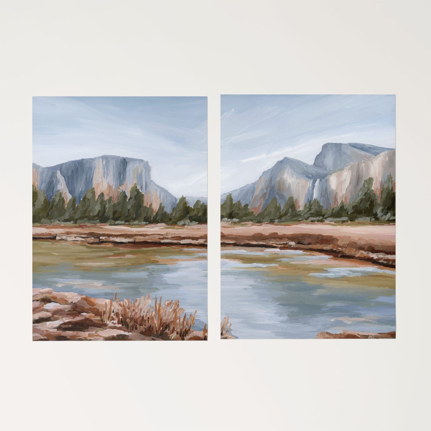 ’Gates of the Valley’ Diptych Art Print || Set 2 - Rolled Canvas / 8x10 in / No Frame - abstract - Artwork - California